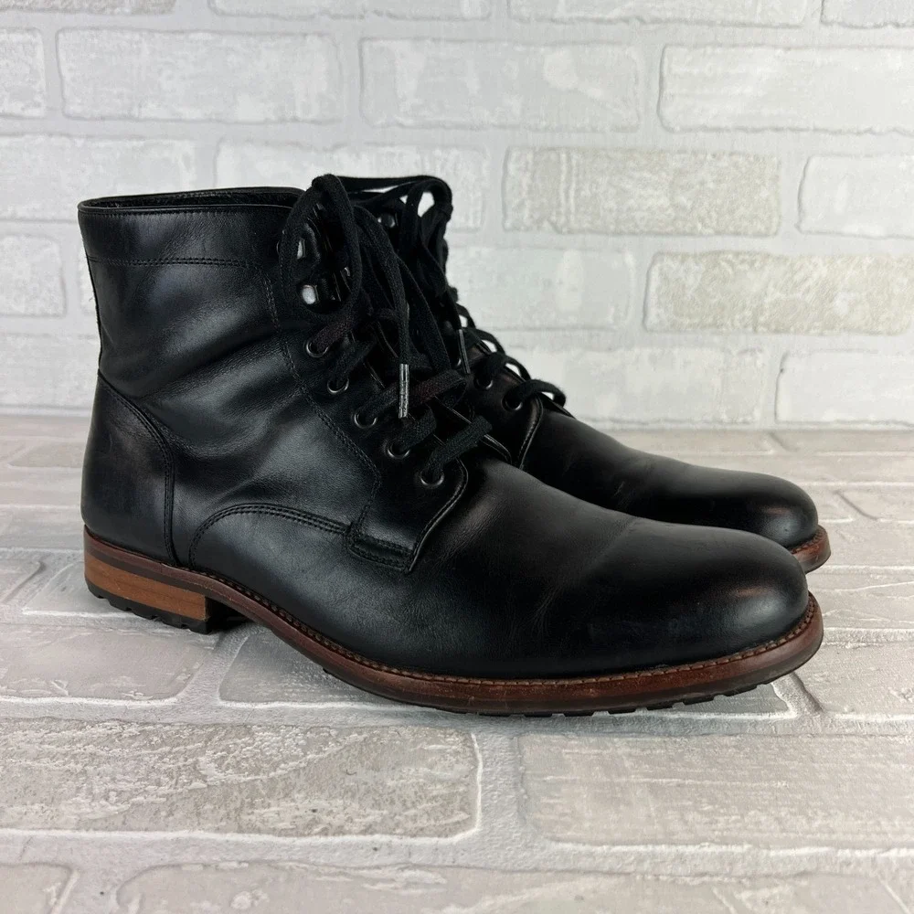 Warfield & Grand Chukka Boots Mens 9.5 Black Leather Lace Up Park Classic Preppy